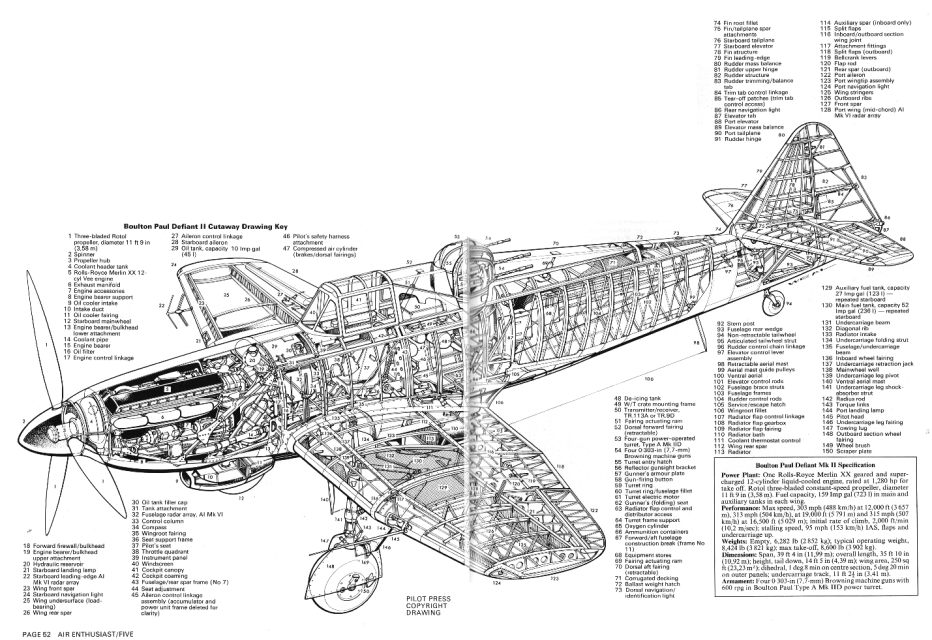 CUTAWAY/ DOWNLOAD BOULTON-PAUL DEFIANT PROFILE #117/ 6 EXTRA PAGES 